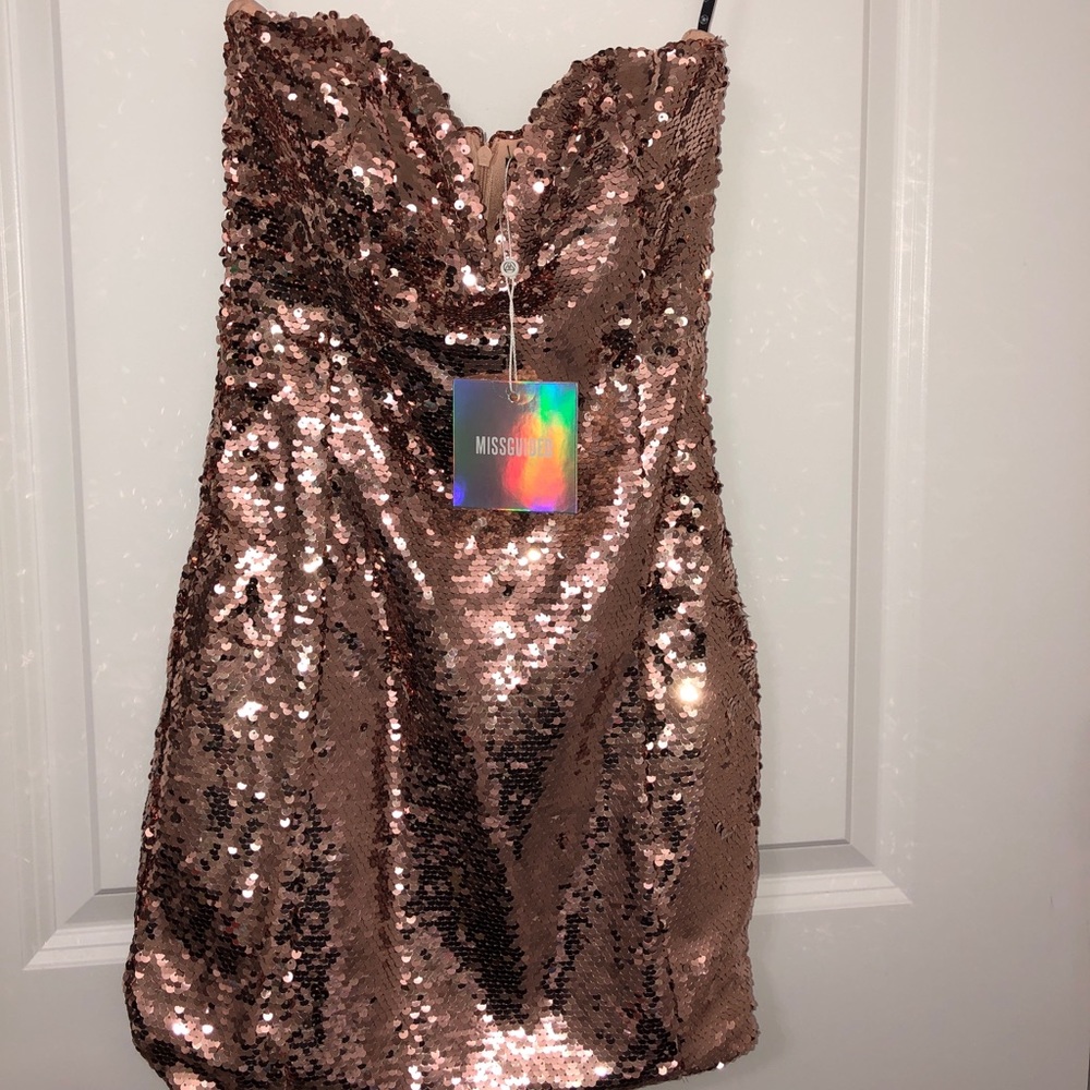 Strapless sequin dress